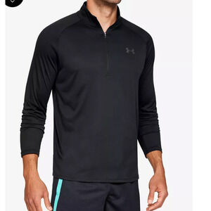 Under Armour tech 1/2 Zip Pullover Mock Neck Size L Black Long Sleeve Activewear